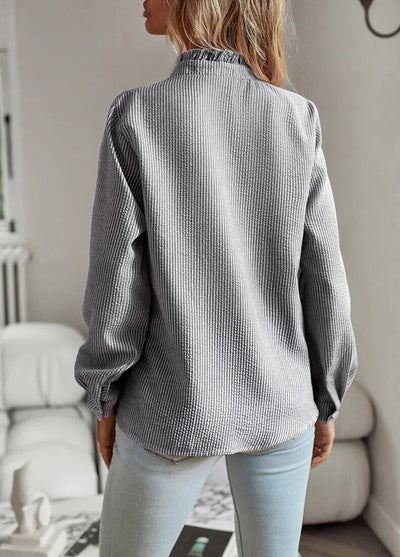 Agnetha™ Eleganta Blus med Manschettkrage och Långa Ärmar